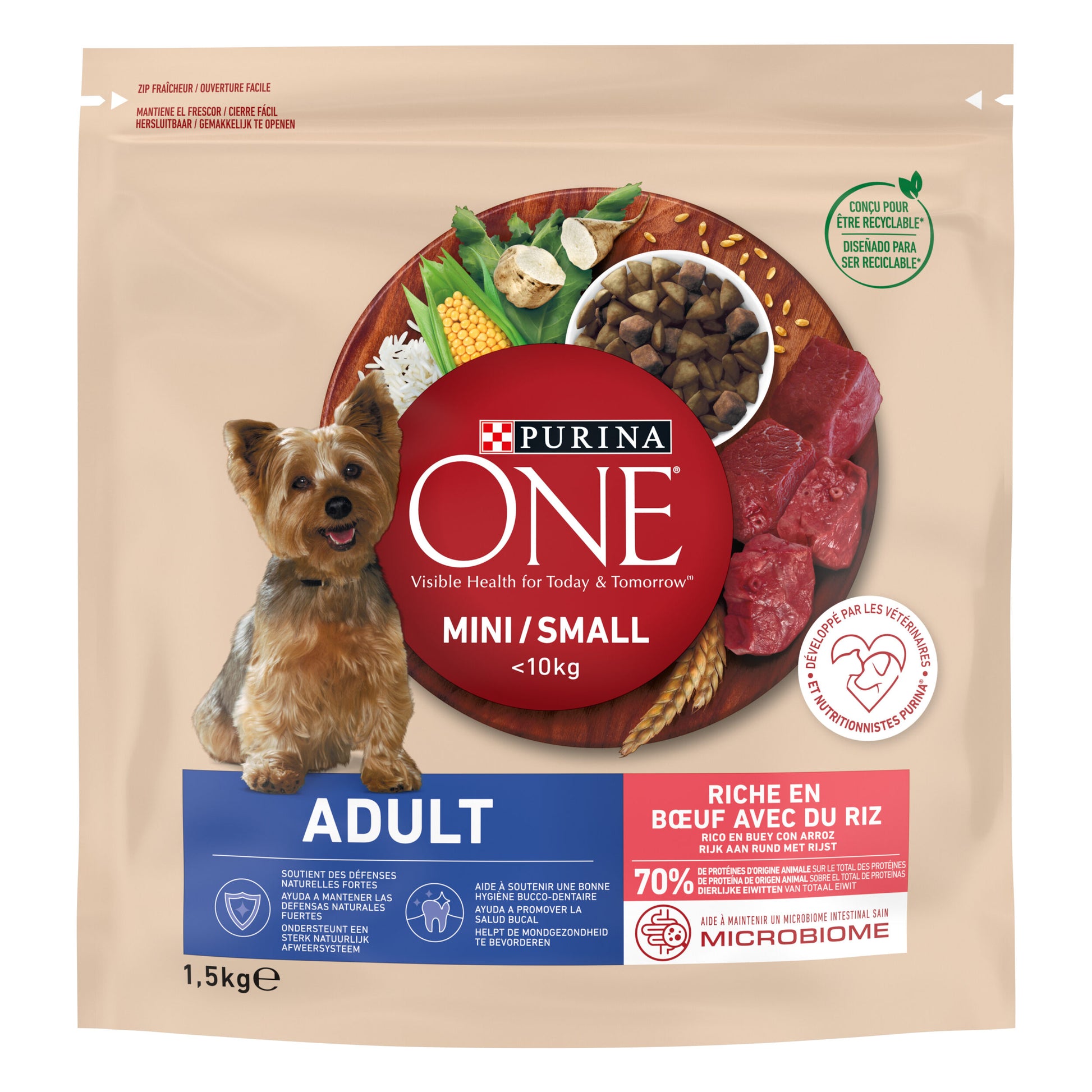 Comida seca perro buey/arr adulto Purina 1.5kg