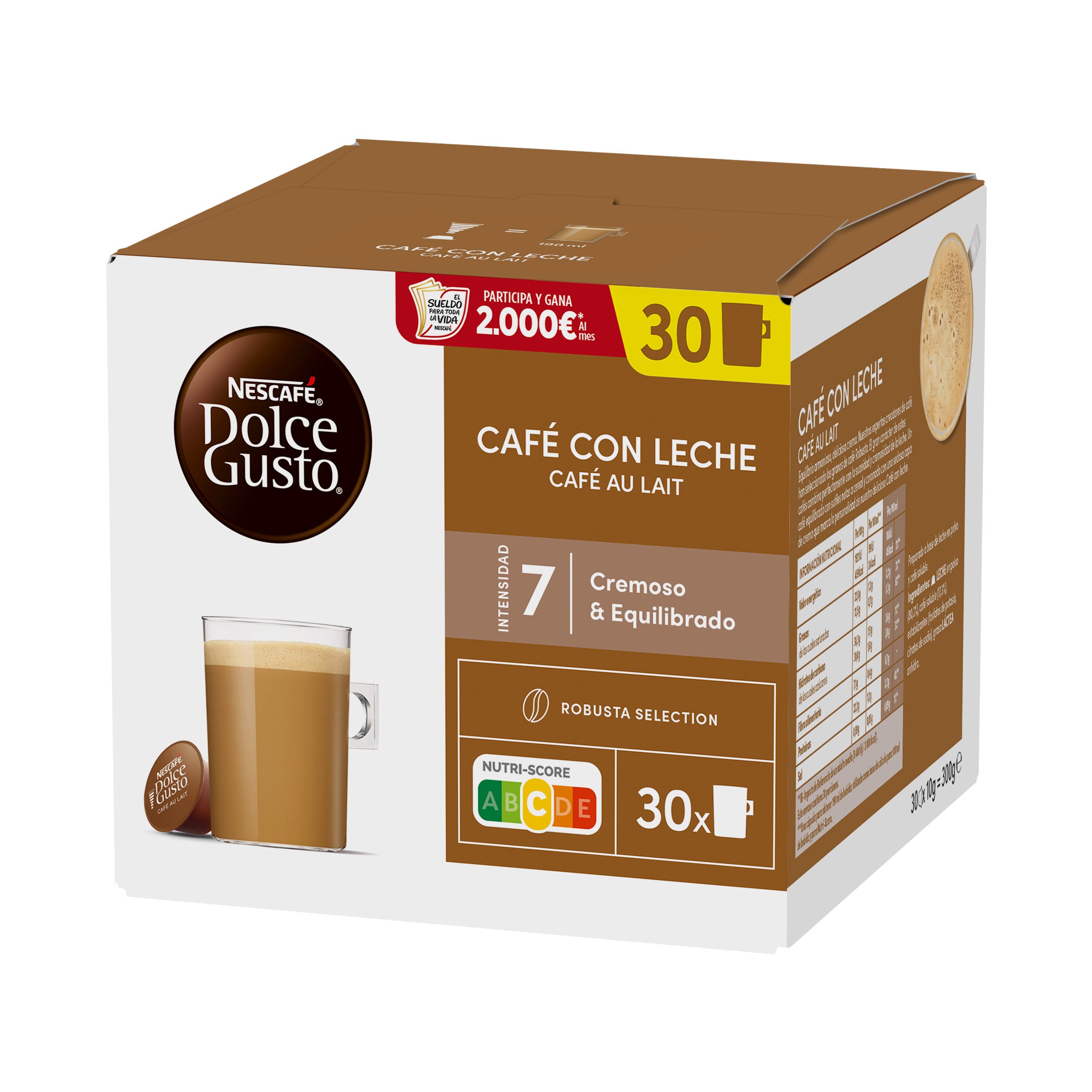 Café cápsula con leche Dolce gusto p30 300g