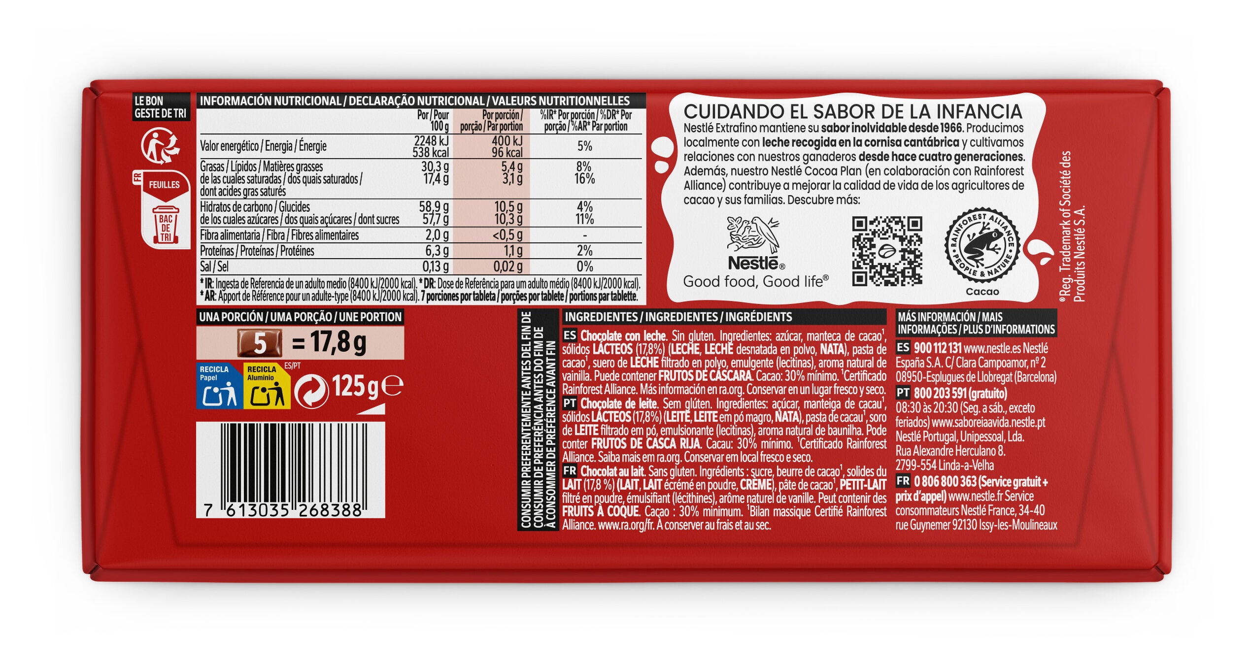 Chocolate leche Nestle 125g