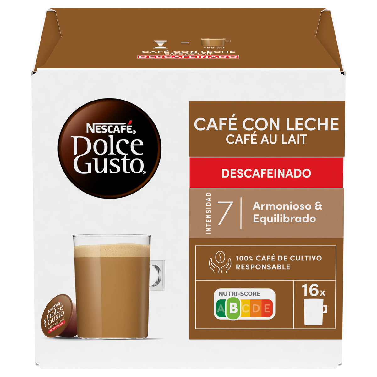 Café cápsula c/leche descafeinado Dolce gusto p16