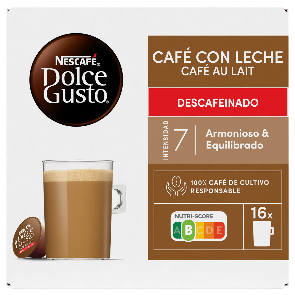 Café cápsula c/leche descafeinado Dolce gusto p16