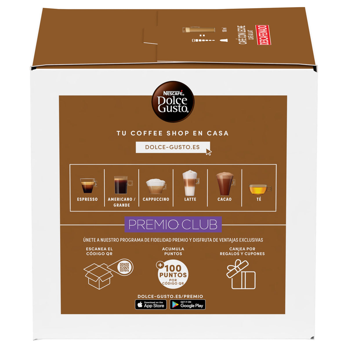 Café cápsula c/leche descafeinado Dolce gusto p16
