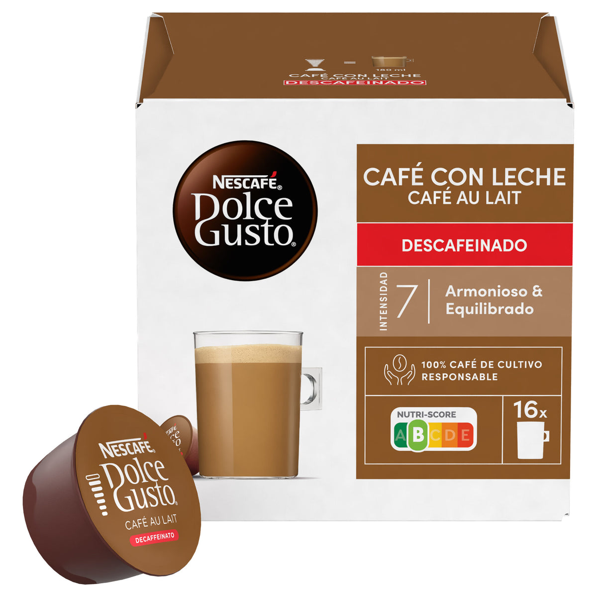 Café cápsula c/leche descafeinado Dolce gusto p16