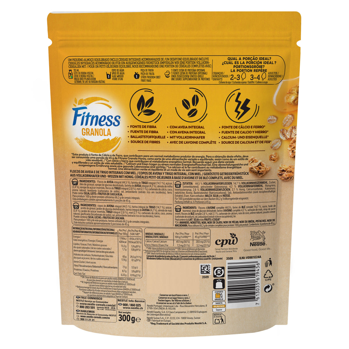 Granola avena trigo int y miel Fitness 300g