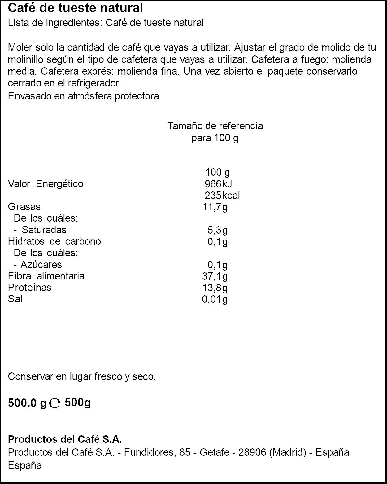Café grano natural Estrella 500g