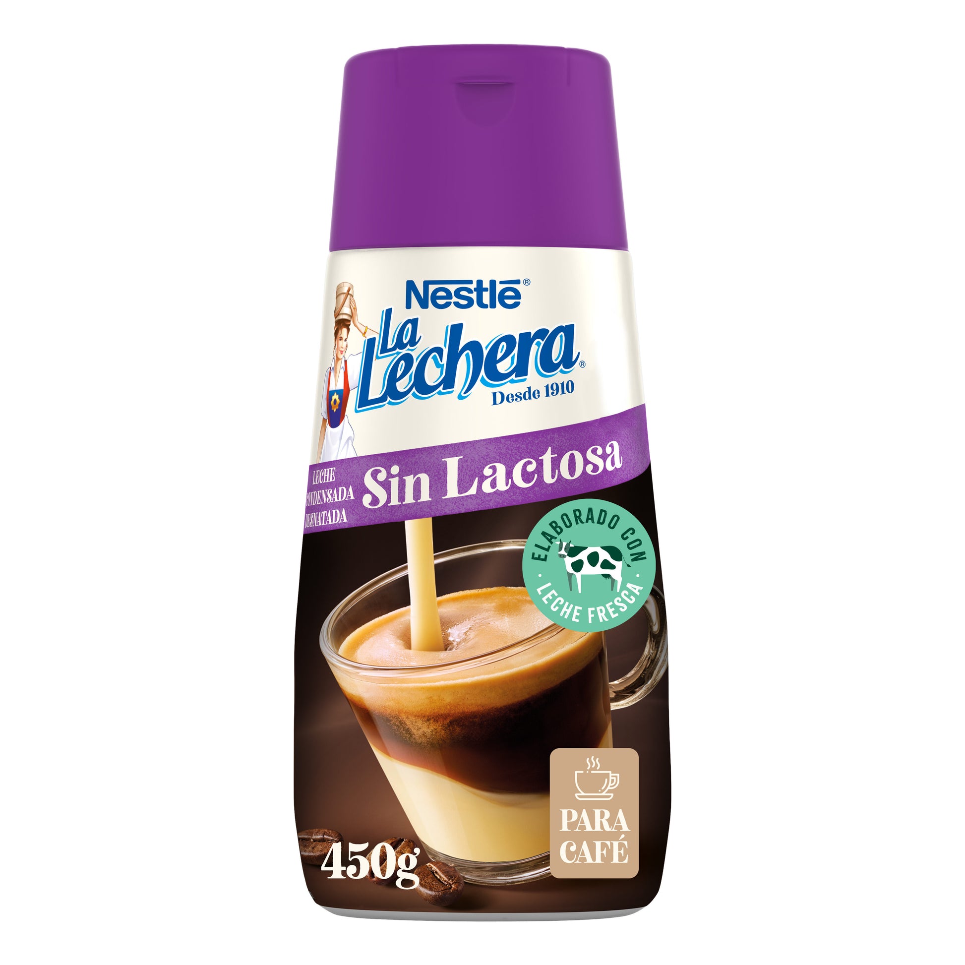 Leche condensada desnata s/lactosa sirve fácil La lechera 450g