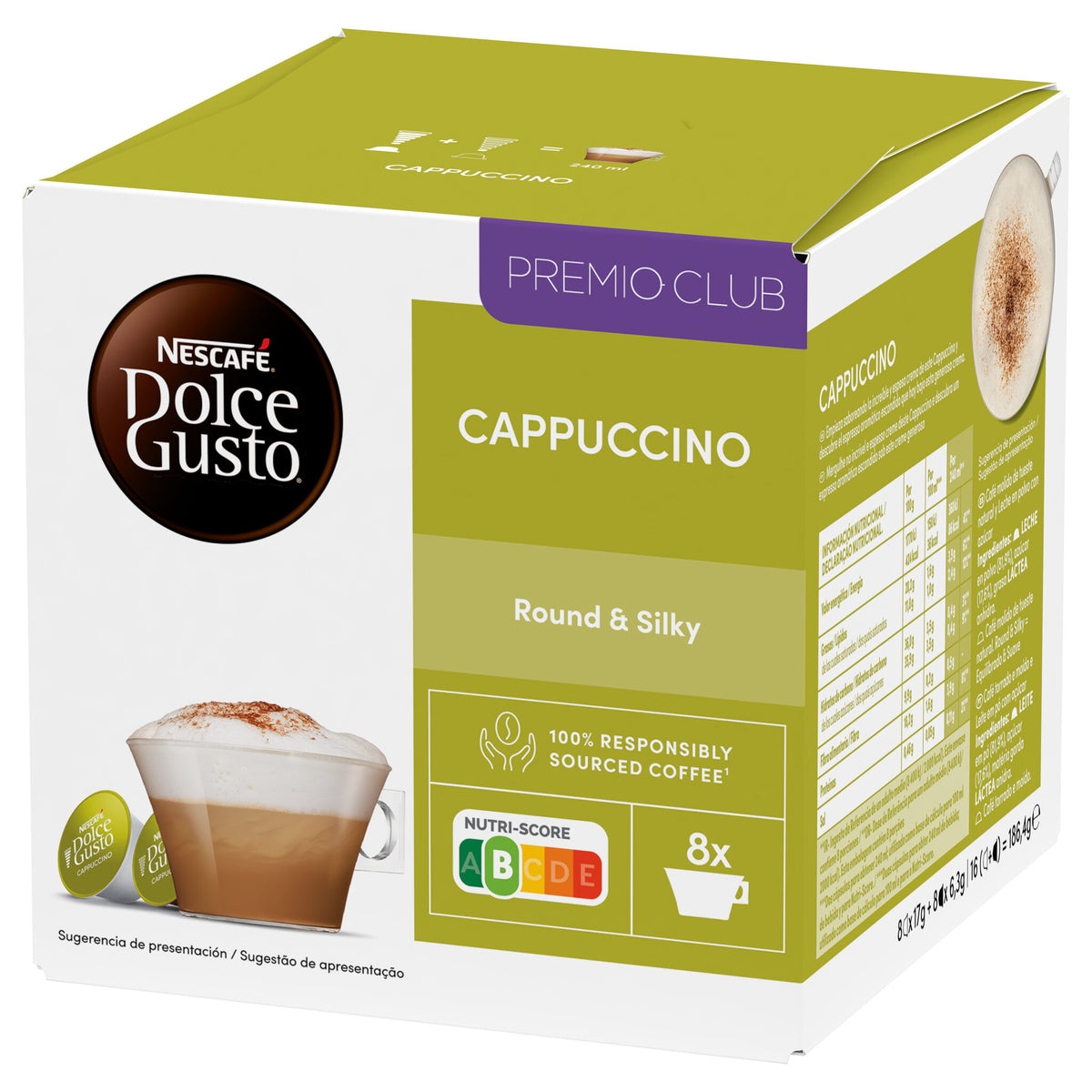 Café cápsula cappuccino Dolce gusto p16 186g