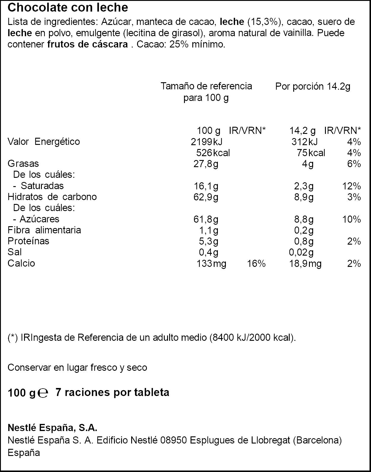 Chocolate dolca leche Nestle 100g