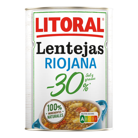 Lentejas a la riojana -30%sal lata Litoral 425g La Despensa