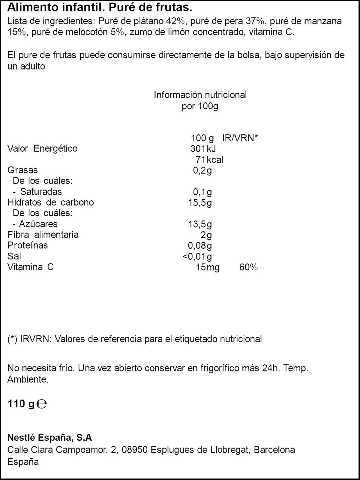Compota 4 frutas Nestle 110g