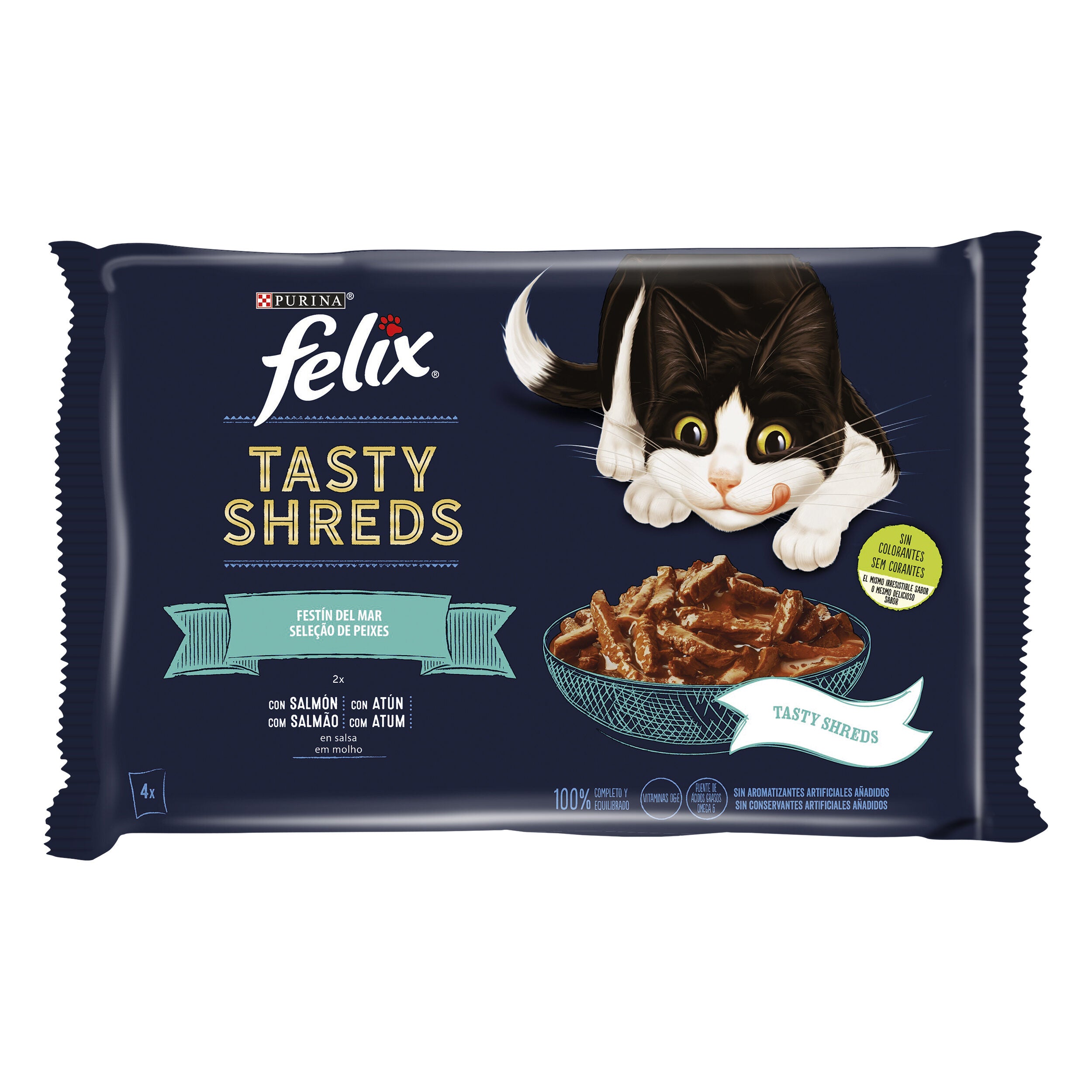 Comida húmeda tasty shreds pescado Felix p4 80g/u
