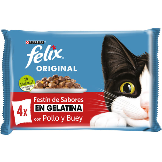 Comida húmeda gato carne gelatina Felix original p4 85g/u La Despensa