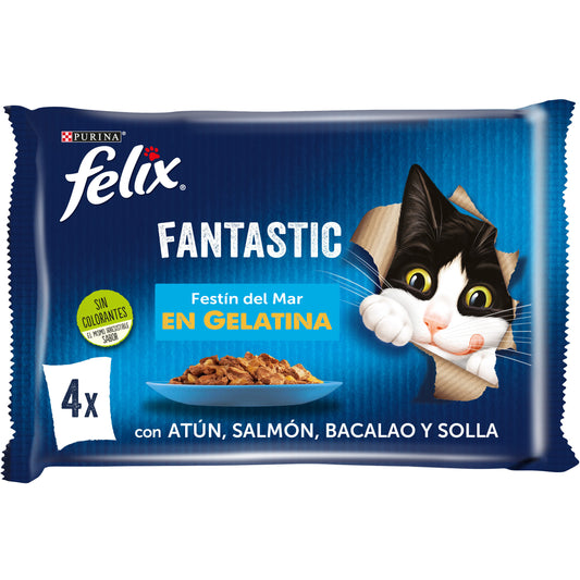 Comida húmeda gato pescado gelatina fantastic Felix p4 85g/u La Despensa