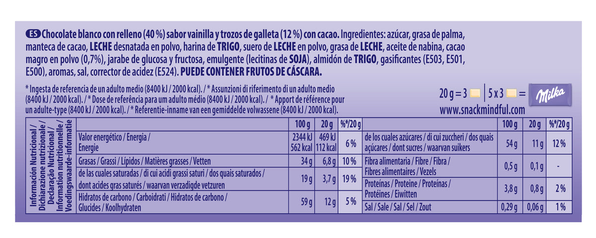 Chocolate oreo blanco Milka 100g