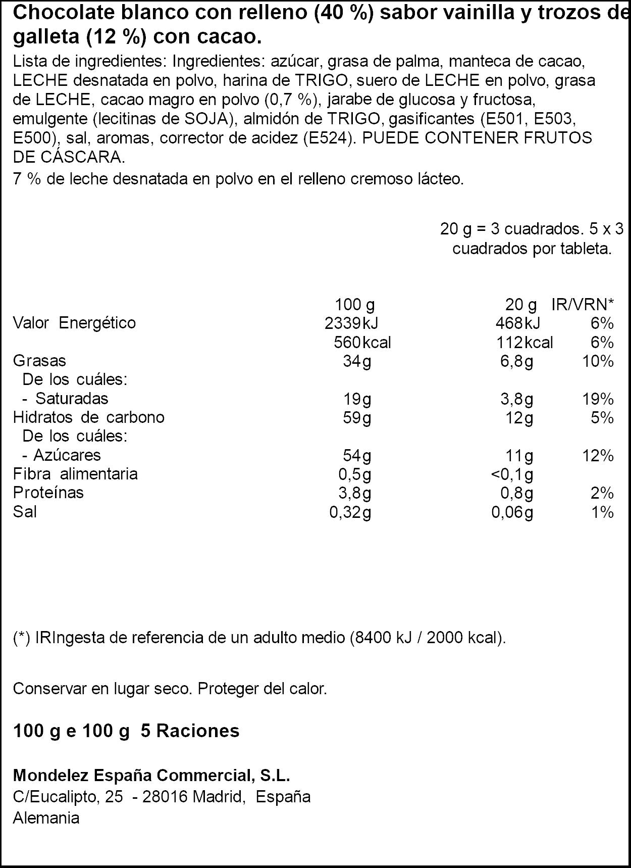 Chocolate oreo blanco Milka 100g