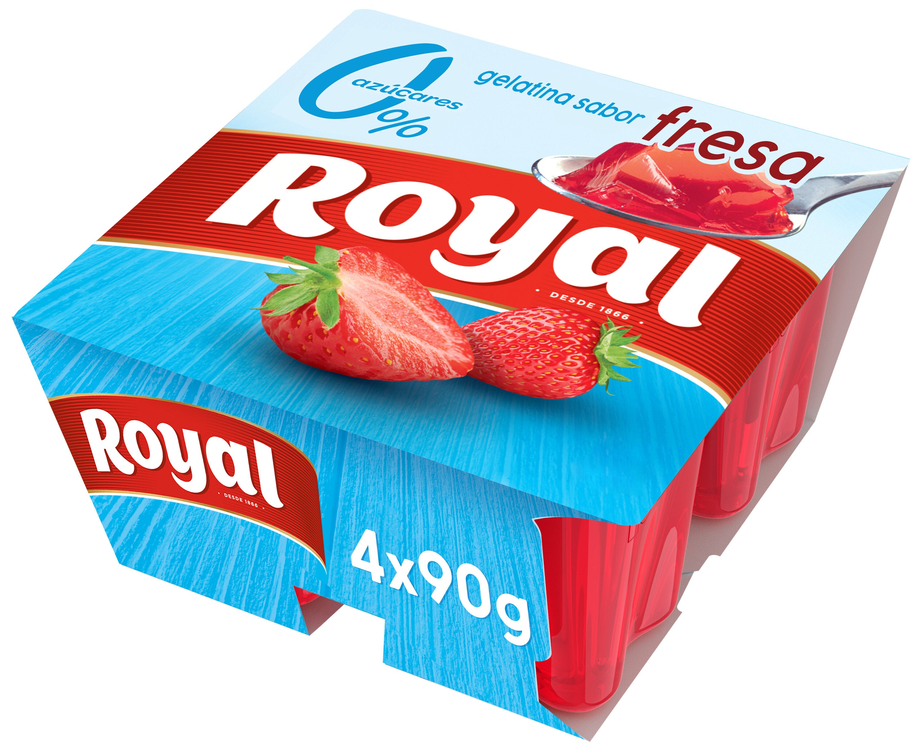 Gelatina fresa 0% azucares Royal p4 90g/u