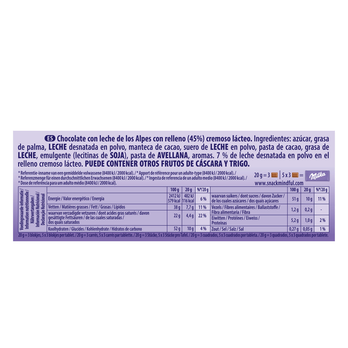 Chocolate c/leche cremoso Milka 100g
