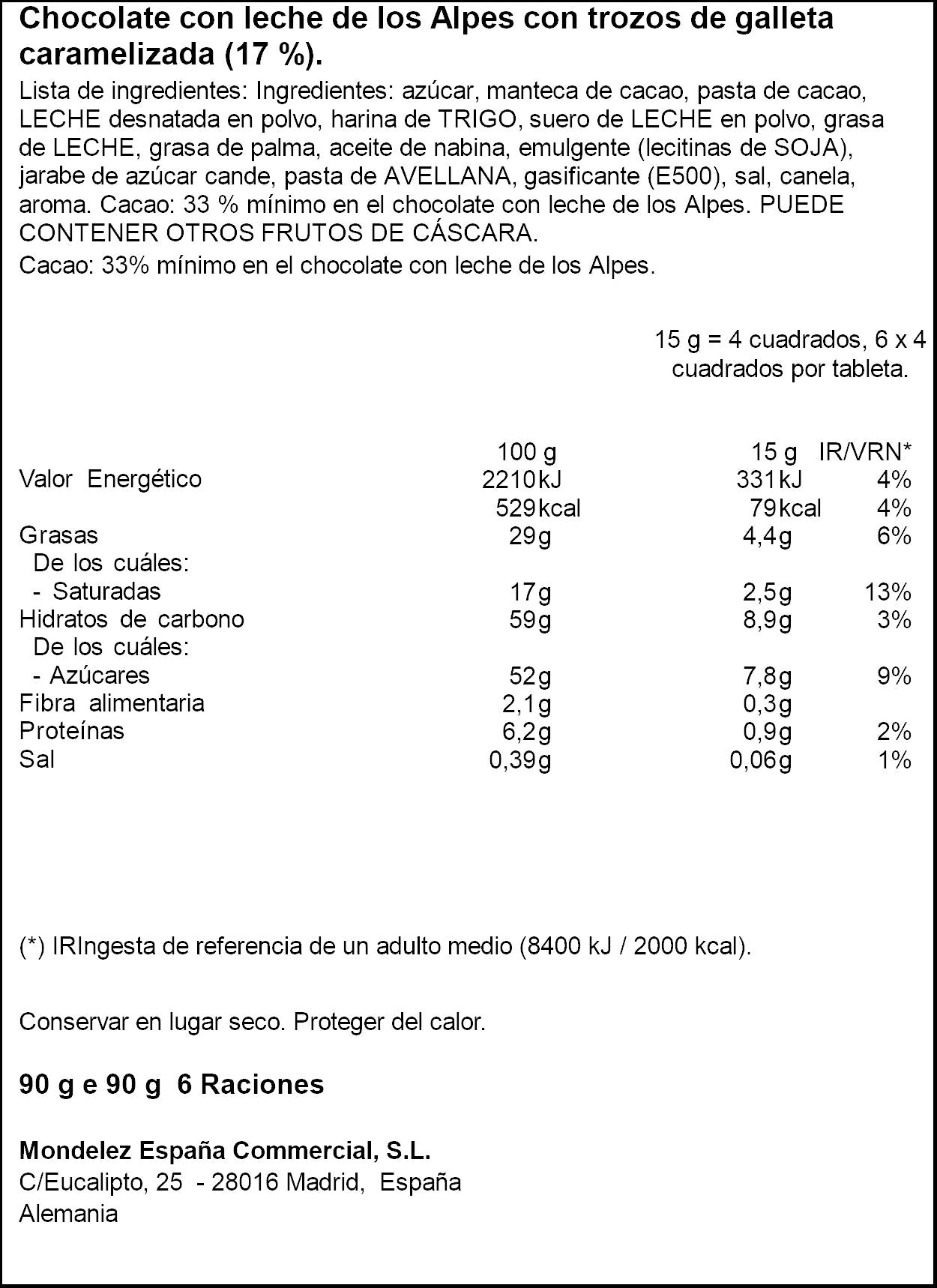 Chocolate leche c/galleta biscoff Milka 90g