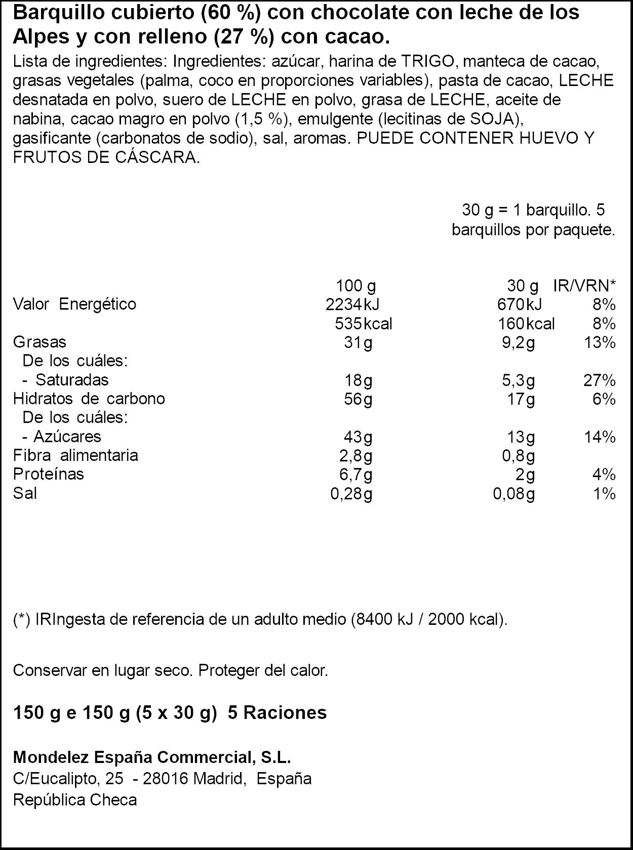 Galleta wafer choco leche Milka 150g