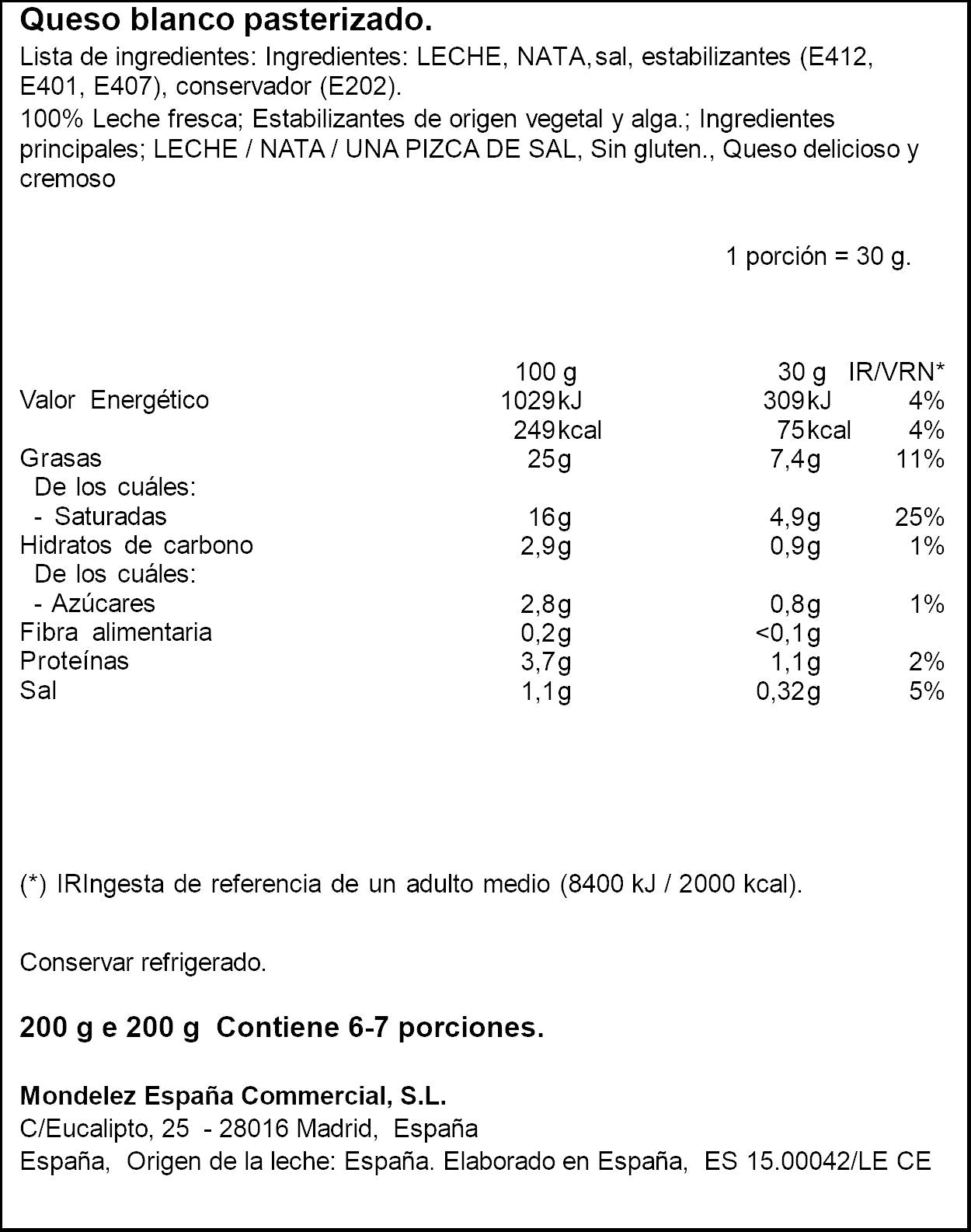 Crema de queso natural Philadelphia 200g