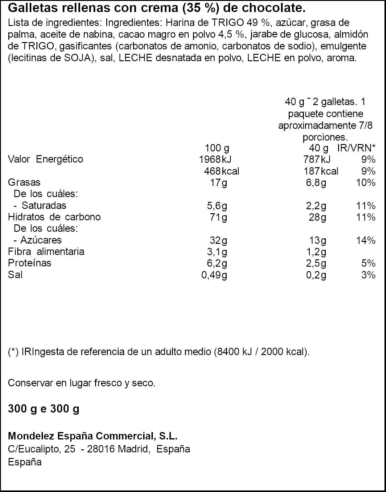 Galleta rellena chocolate príncipe 300g