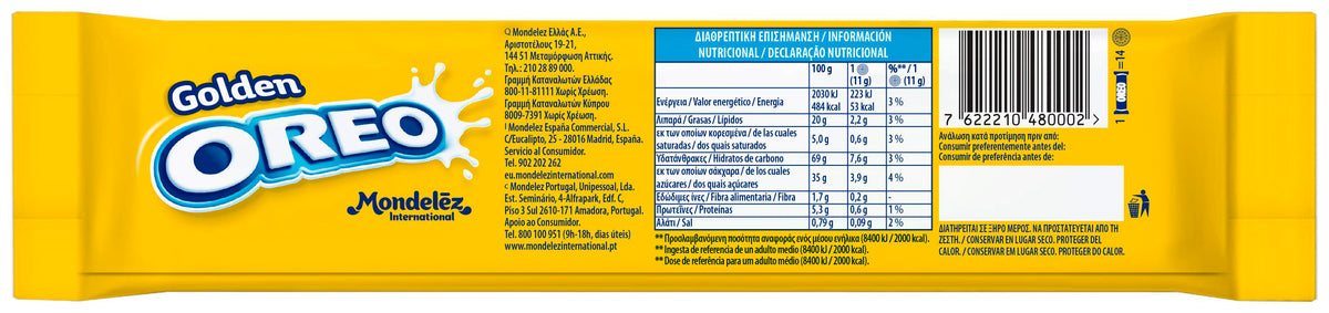 Galleta rellena chocolate golden Oreo 154g