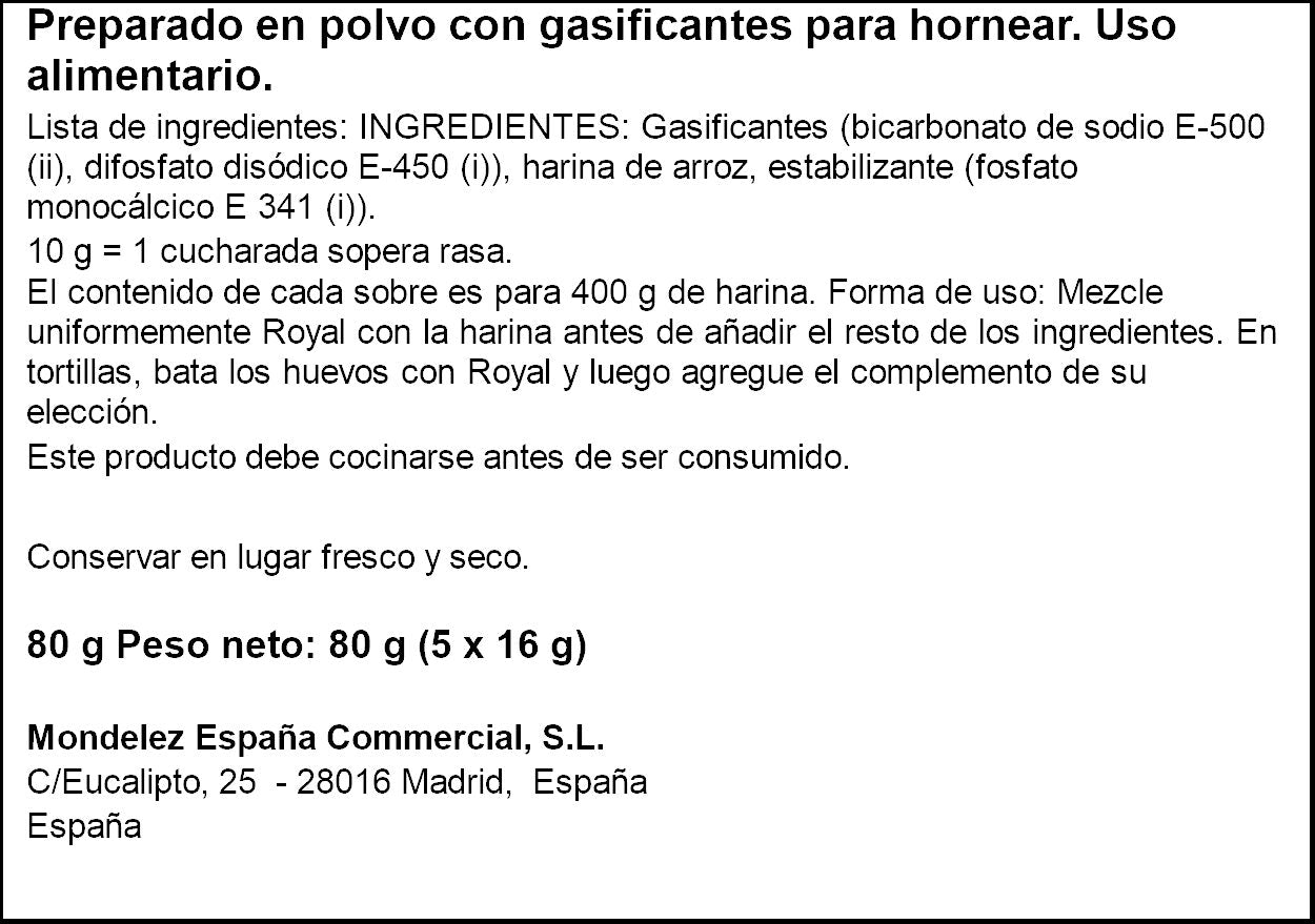 Preparado en polvo con gasifacante para hornear Royal 80g