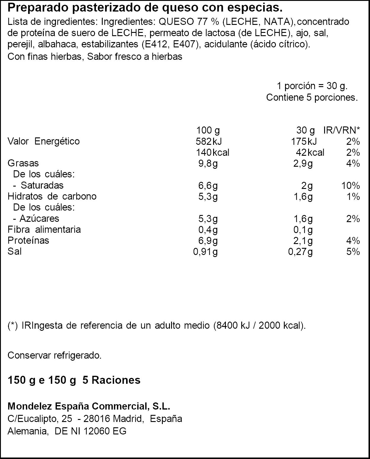 Crema de queso finas hierbas Philadelphia 150g