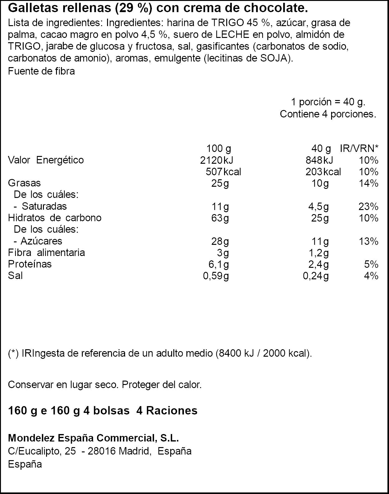 Galleta rellena mini Príncipe p4 40g/u