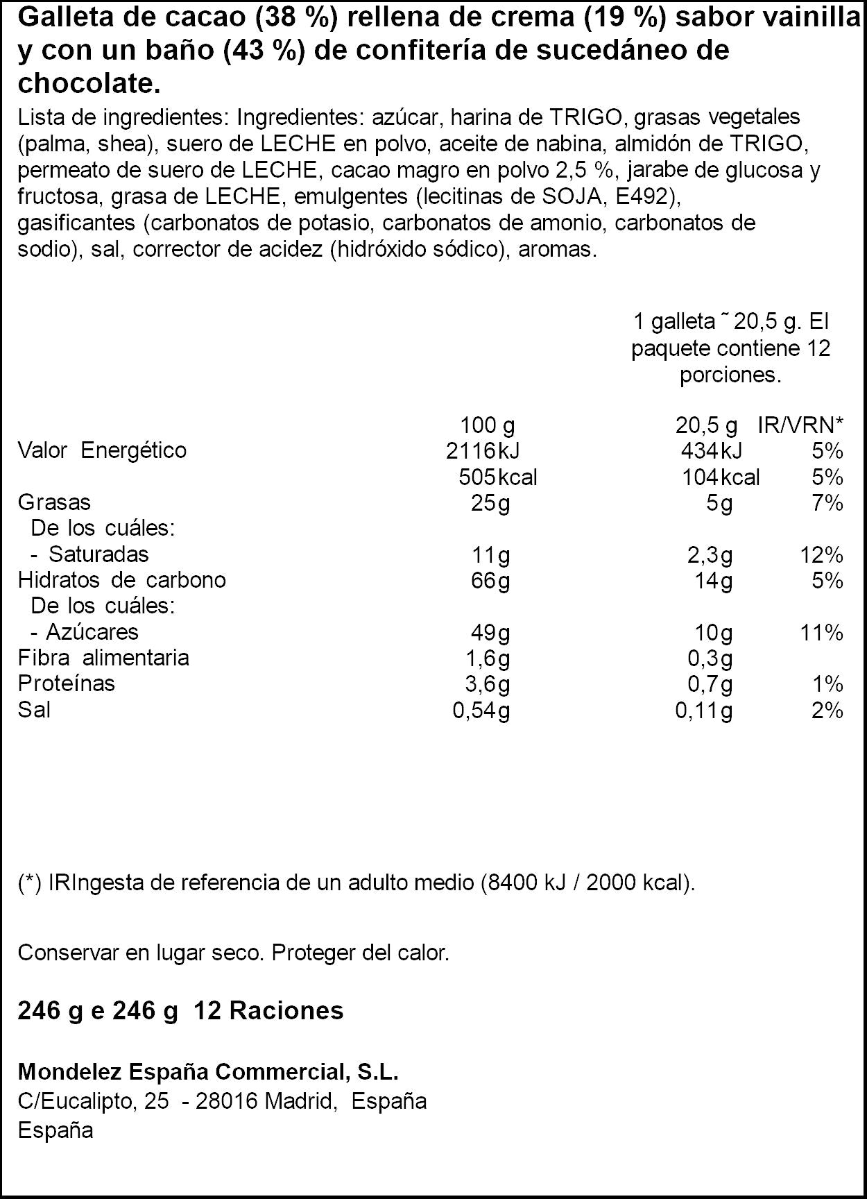 Galleta chocolate rellena chocolate blanco Oreo 246g