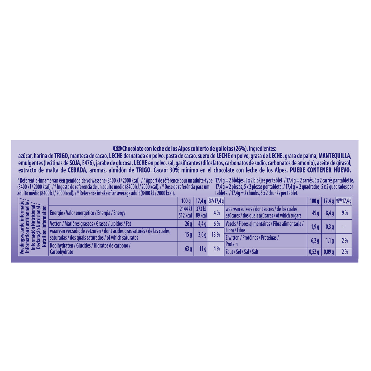 Chocolate c/galleta lu Milka 87g