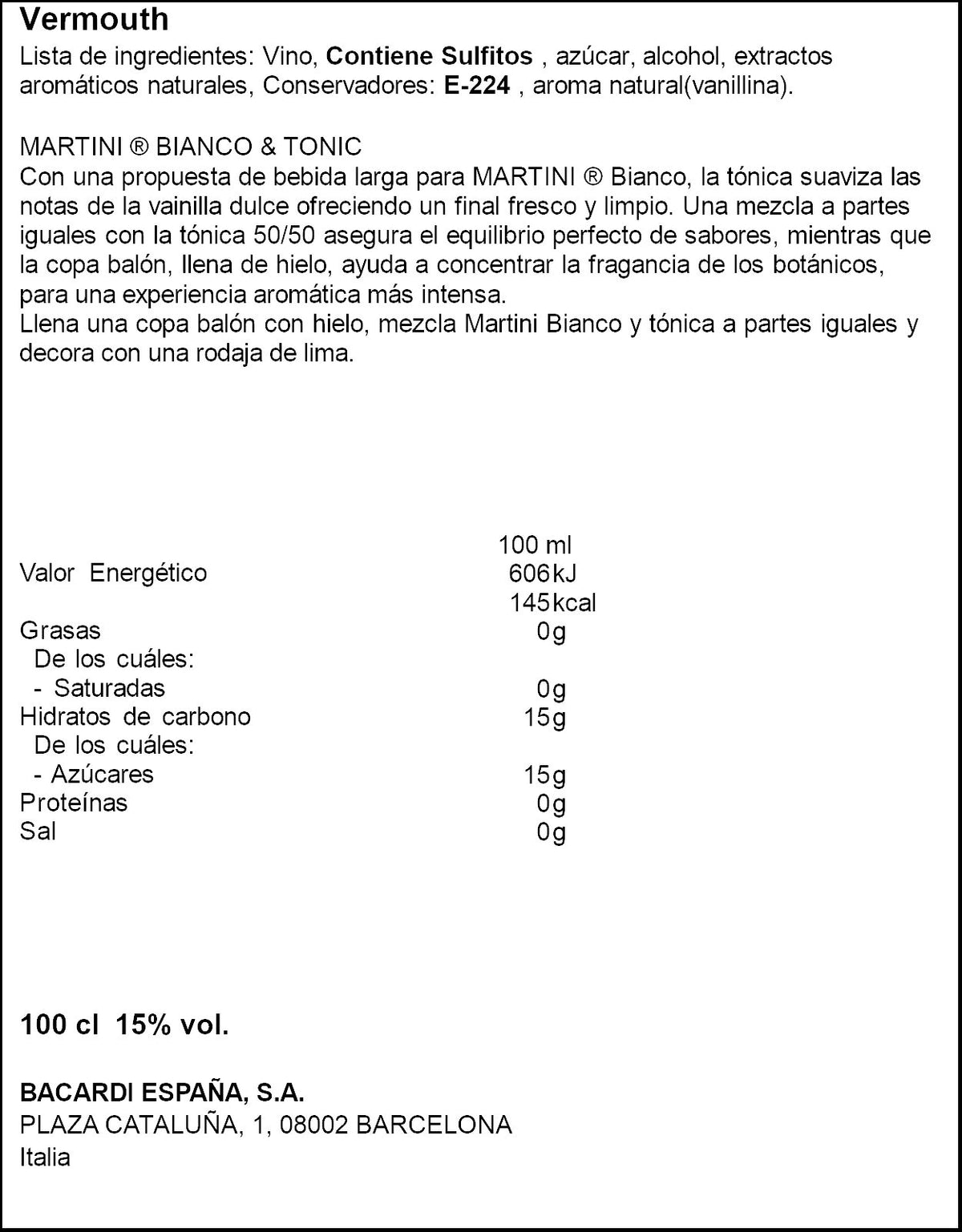 Vermouth blanco Martini 1l