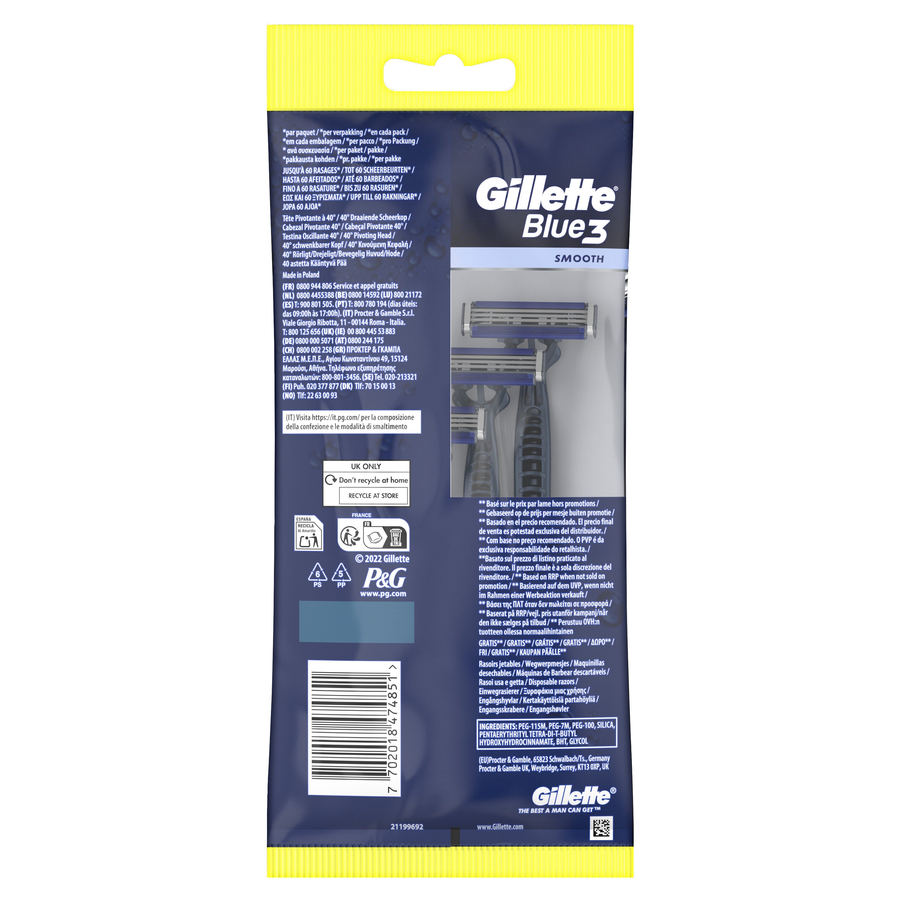 Maquinilla desechable  Gillette blue3 4u + 1u