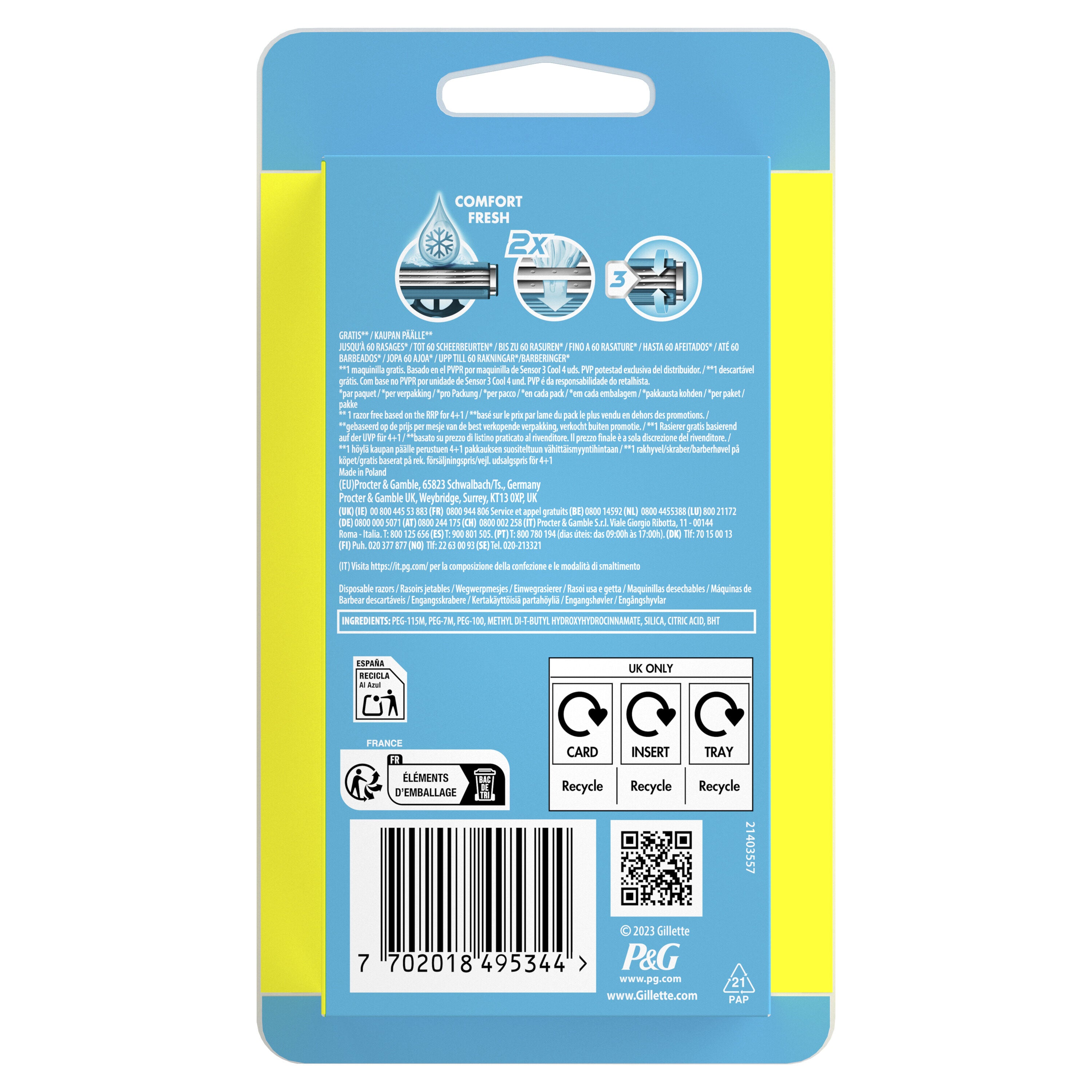 Maquinilla desechable sensor3 Gillette 4u
