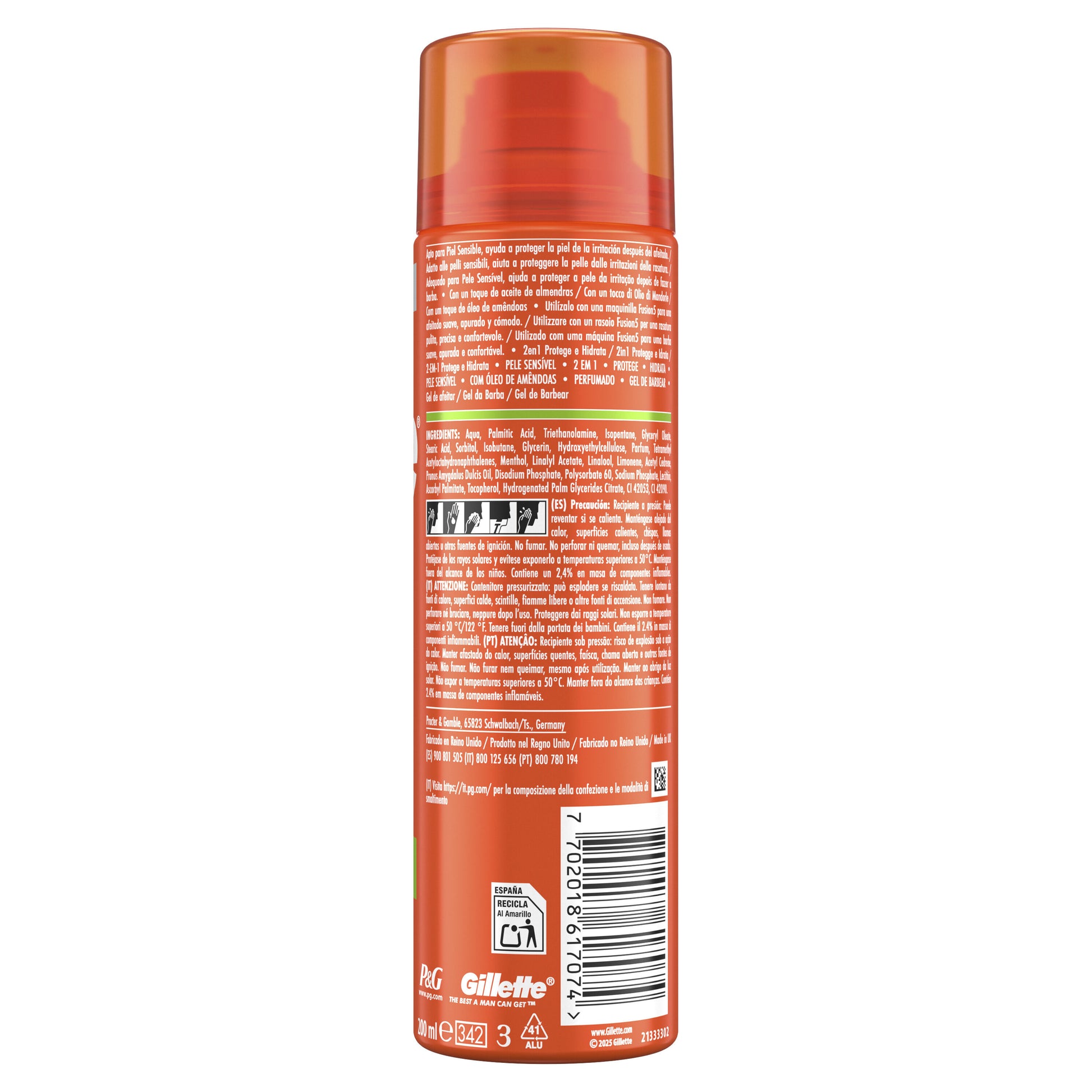 Gel fusion piel sensible Gillette 200ml