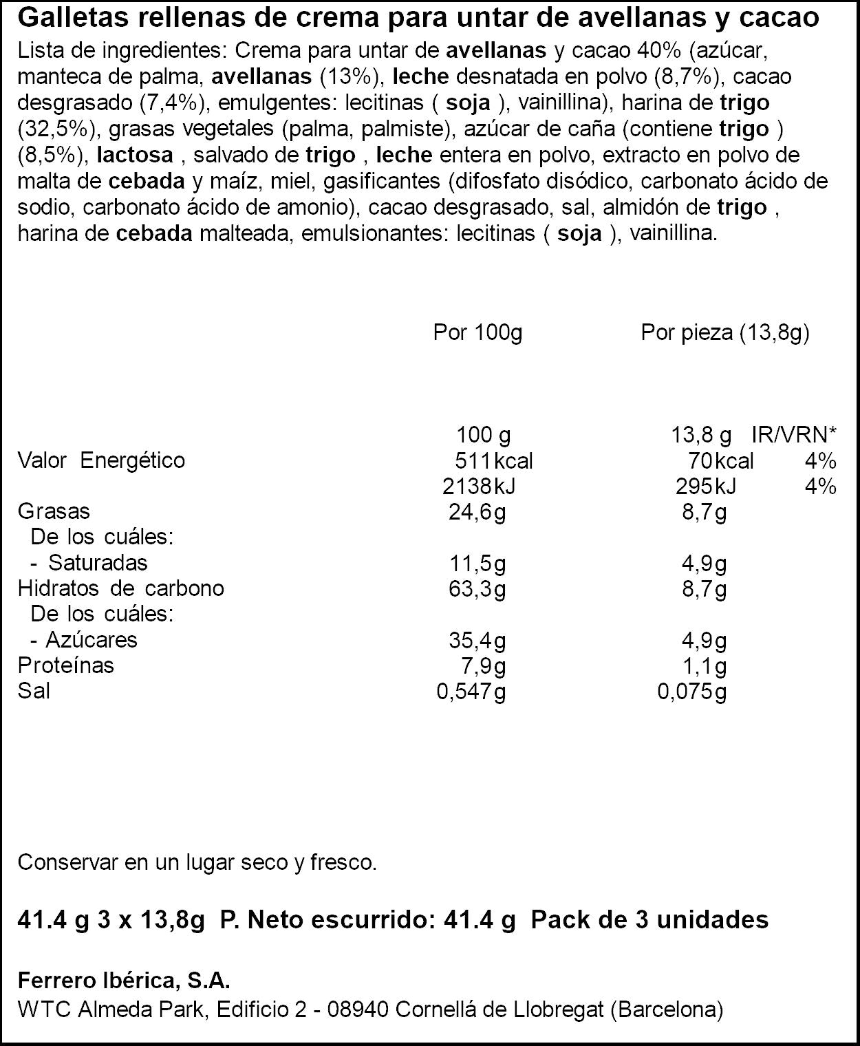 Galleta biscuits Nutella 41g