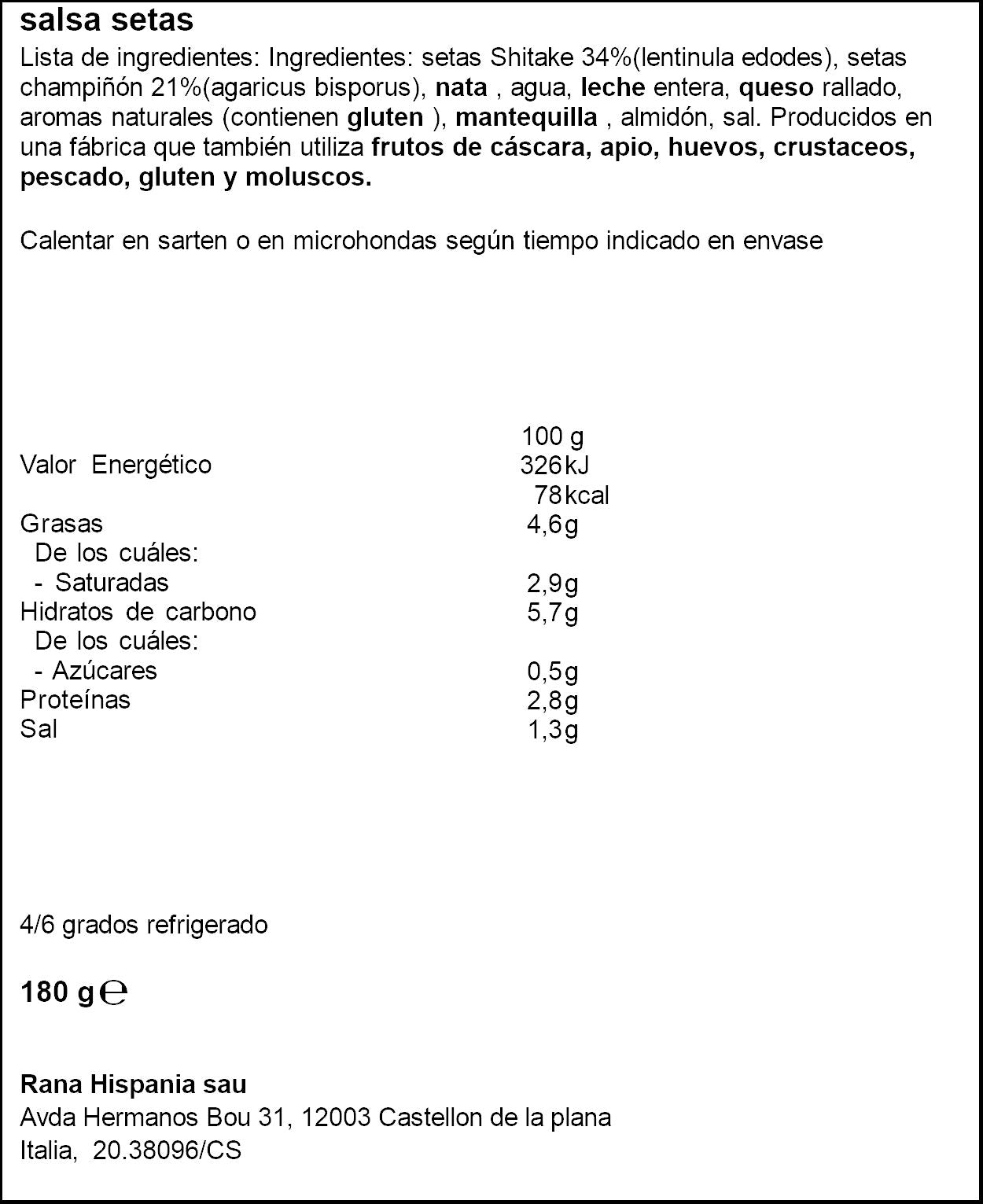 Salsa setas y boletus Rana 180g