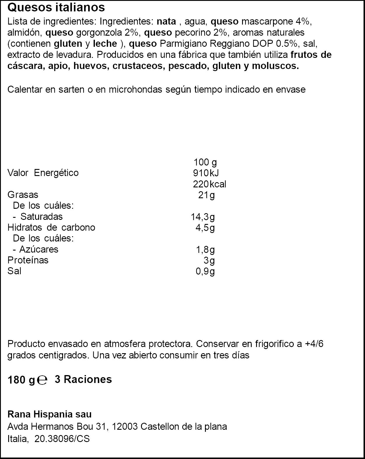 Salsa quesos italianos Rana 180g