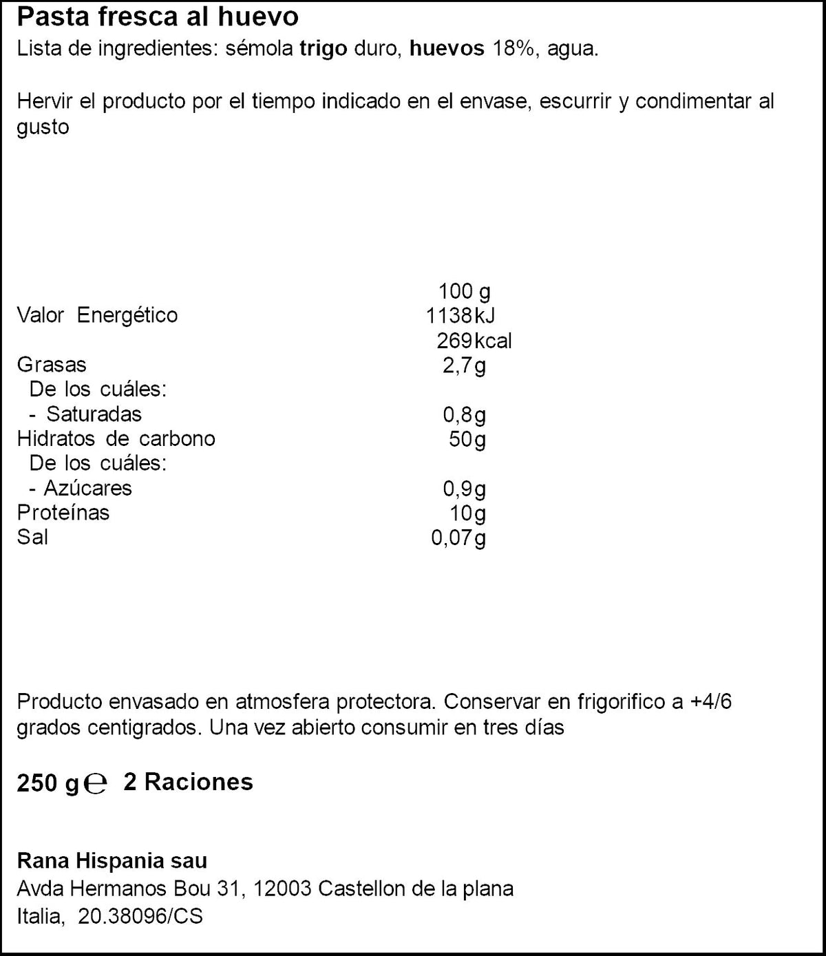 Spaguetti al huevo Rana 250g