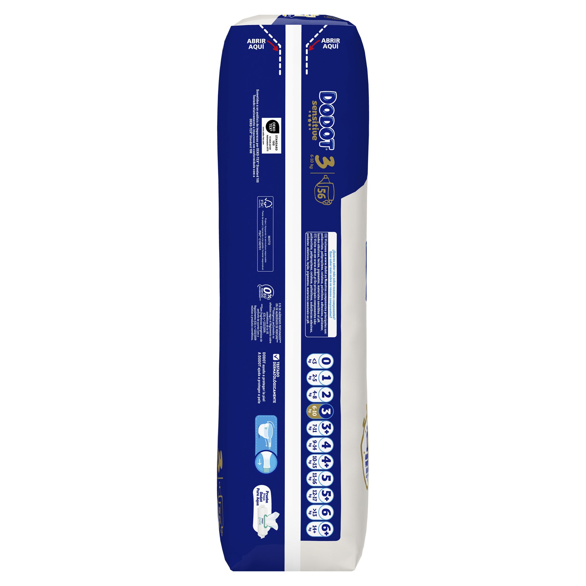 Pañal sensitive  t3 6-10kg Dodot 56u