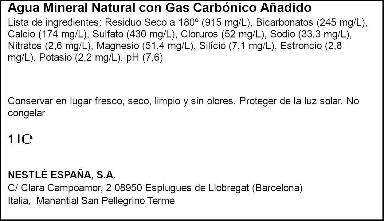 Agua con gas  San pellegrino 1l