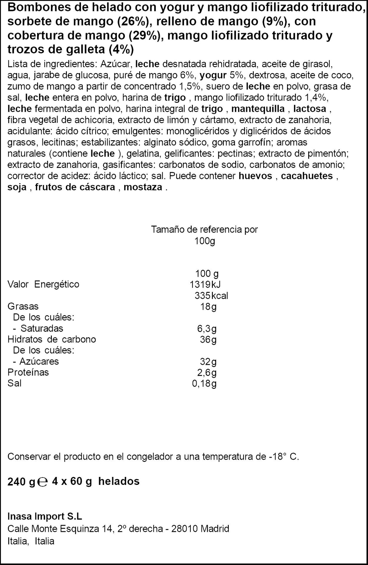 Bombon mango Gruvi sammontana p4 75ml/u