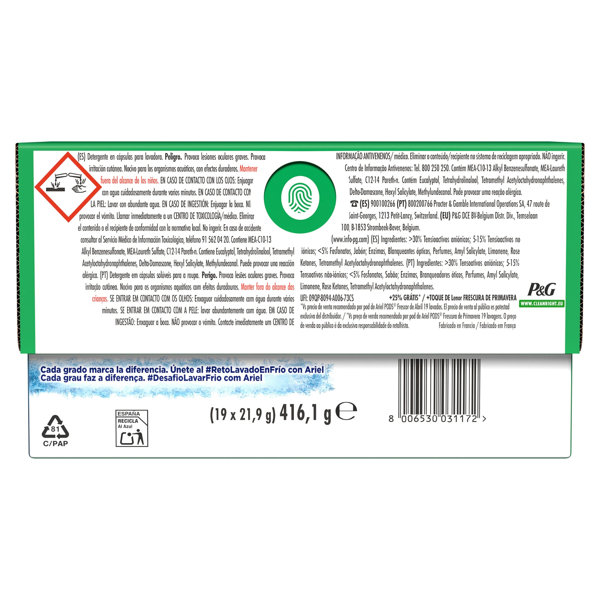 Detergente cápsula active 3en1 pods Ariel 19d