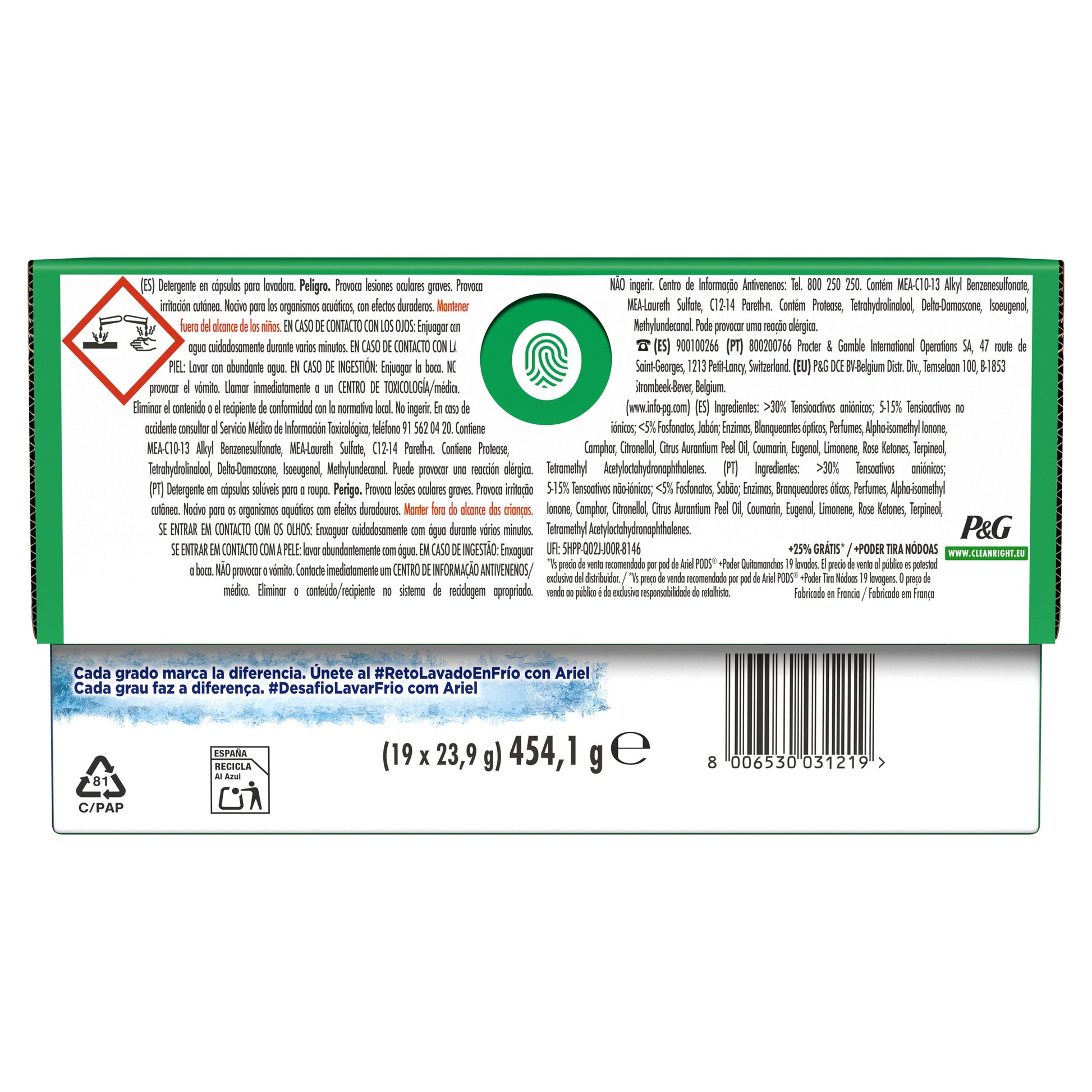 Detergente capsulas ultra oxi Ariel all in 1 19d
