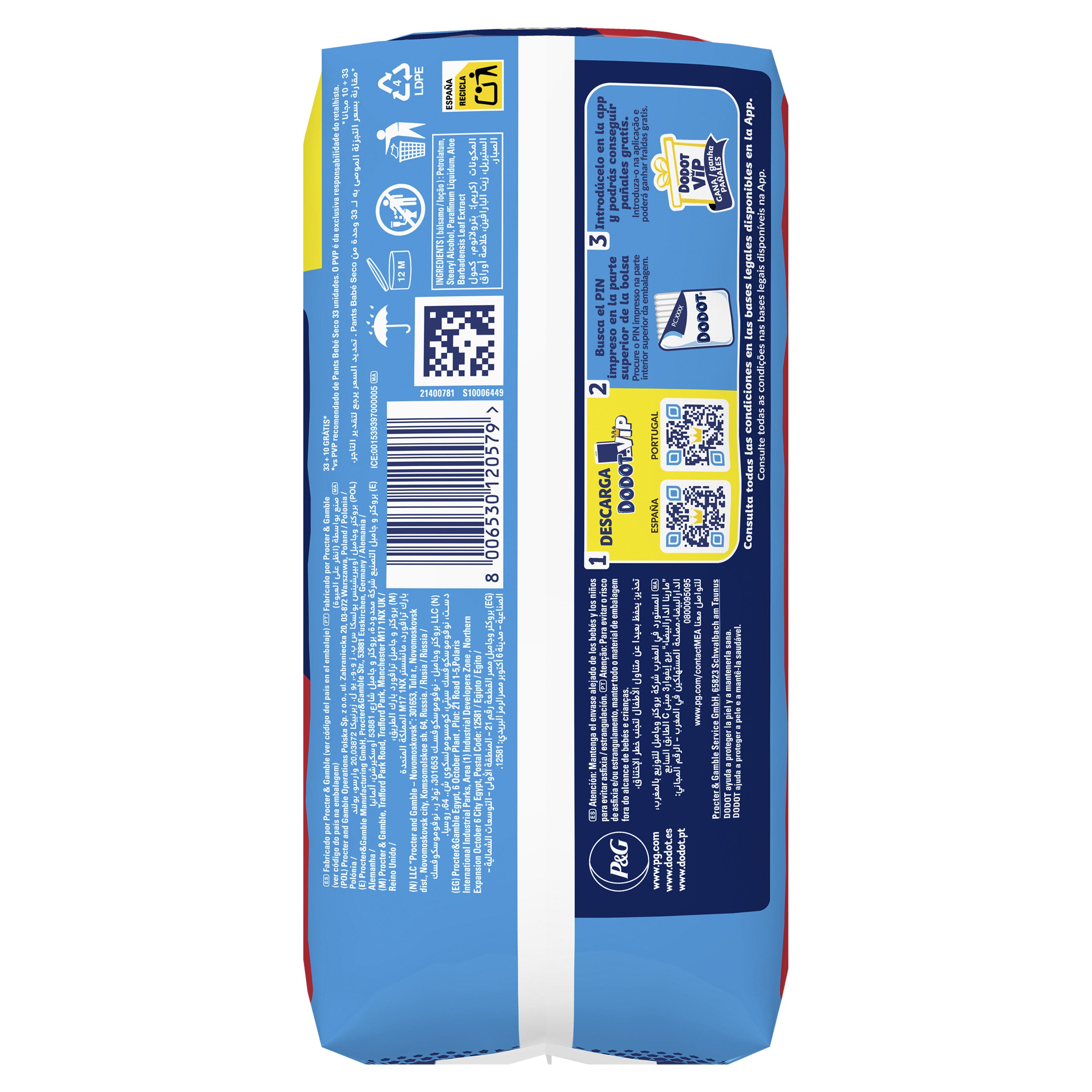 Pañal braguita t4 9-15kg Dodot 33+10