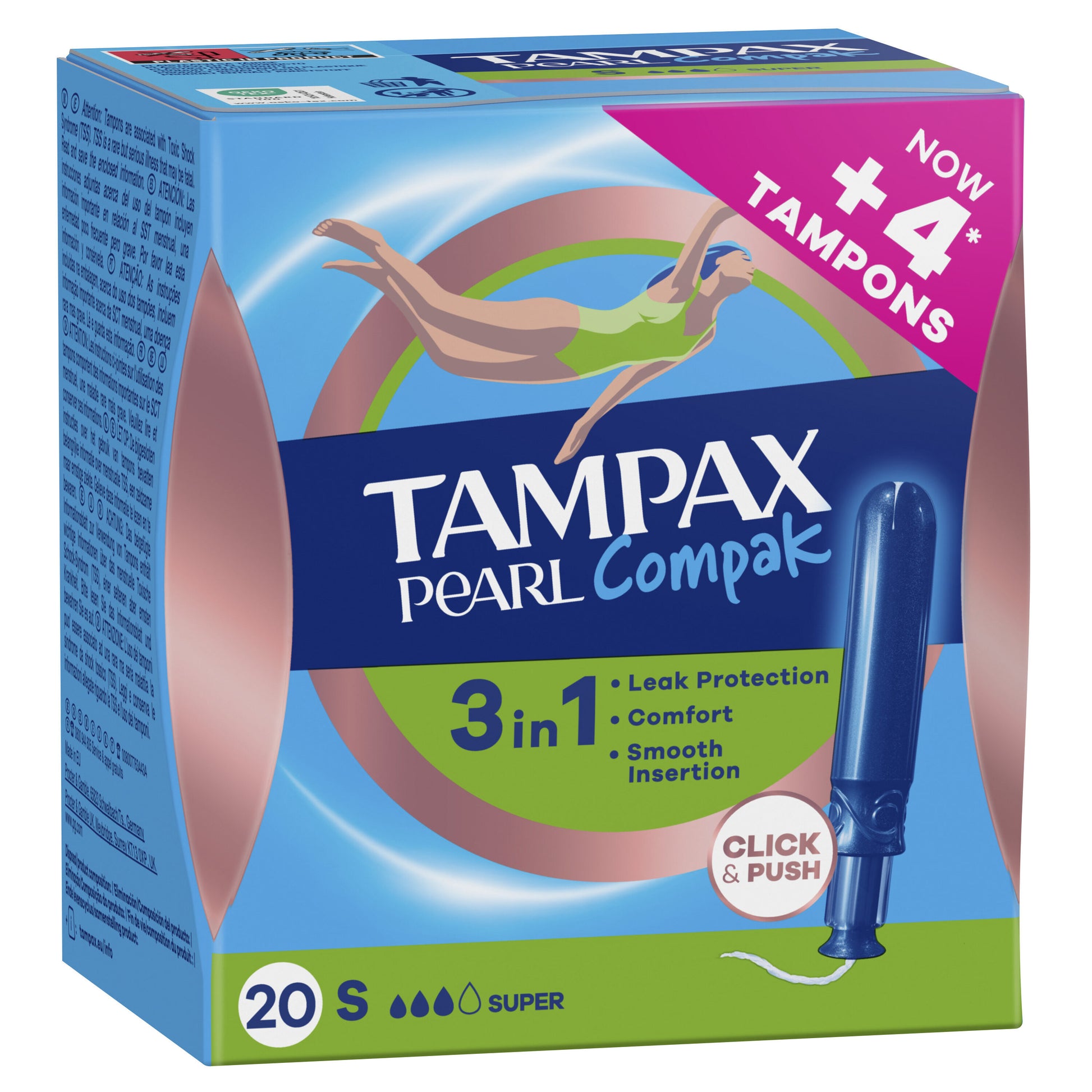 Tampón compak pearl  super Tampax  20u