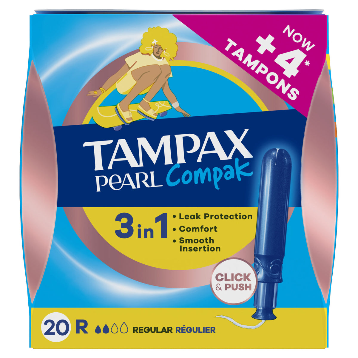 Tampón compak pearl regular Tampax 20u