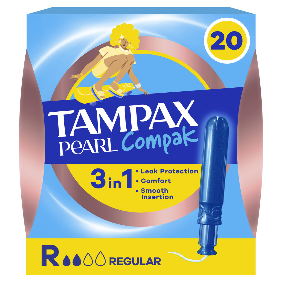 Tampón compak pearl regular Tampax 20u
