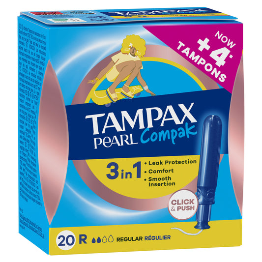 Tampón compak pearl regular Tampax 20u La Despensa