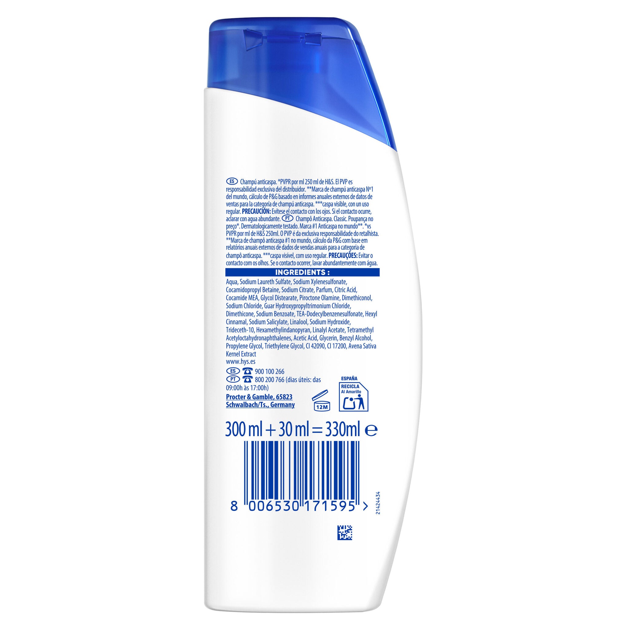 Champú anticaspa clasico H&S 300+30ml